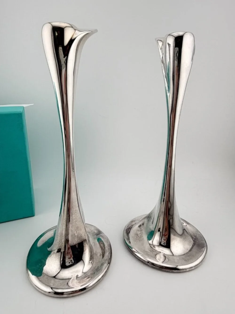 Set of 2 Tiffany & Co. Elsa Peretti Sterling Silver Bud Vase 7.5in 292g